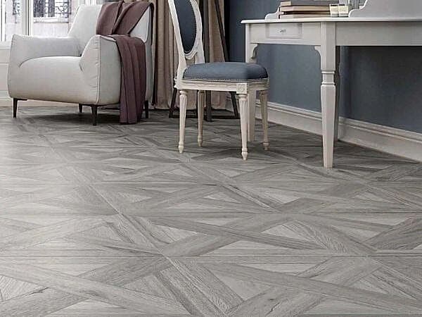 Arrun Parquet Grey Porcelain Tile - 600x600mm