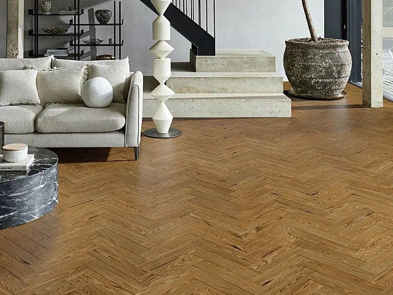 Golden Oak Hand Scraped 14mm x 90mm Herringbone