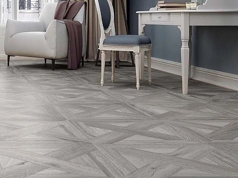Arrun Parquet Grey Porcelain Tile - 600x600mm