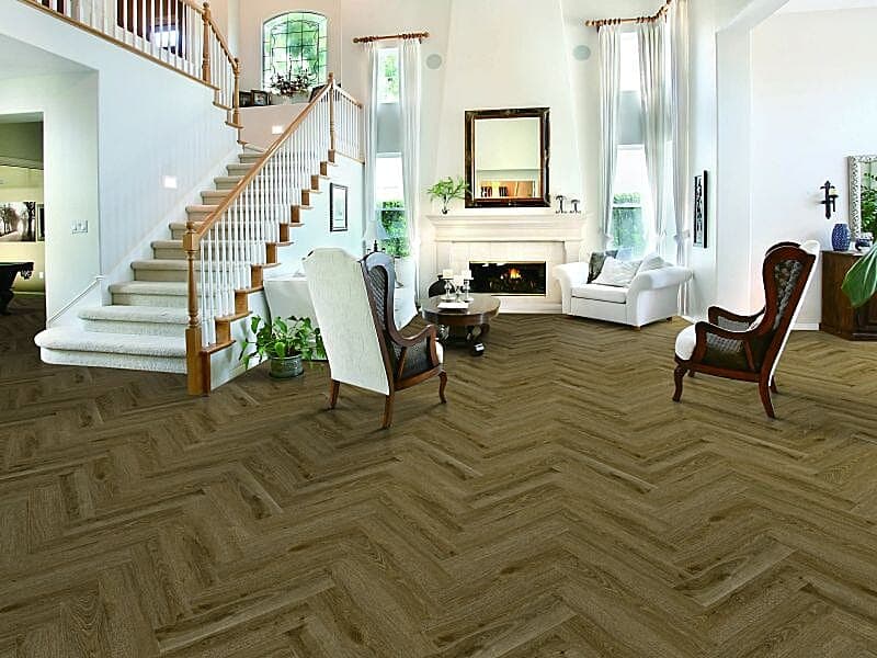 Dark Chestnut PREMIUM Herringbone 6.0 SPC Vinyl Click