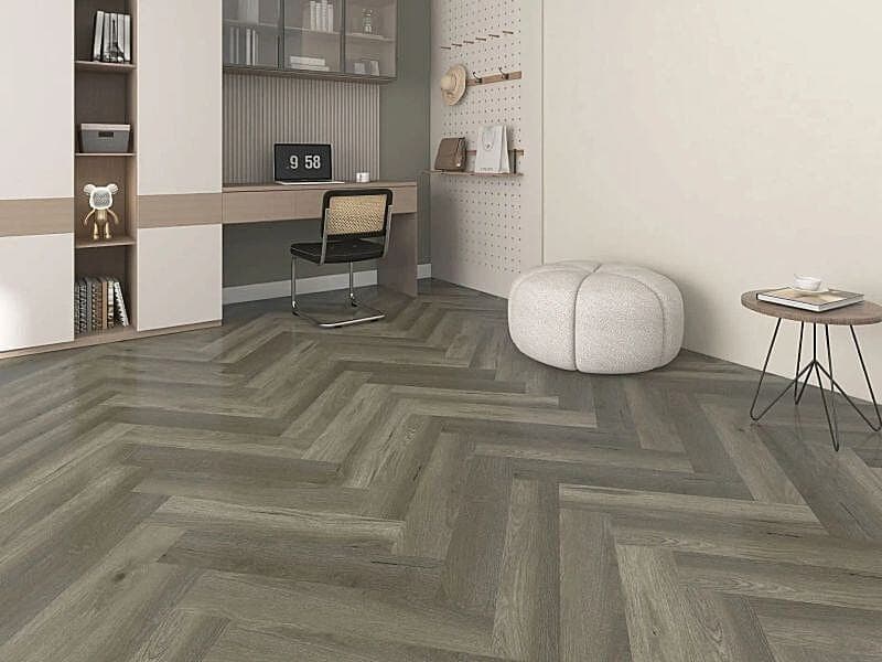 Bordeaux Grey Herringbone Premium 8mm SPC Click