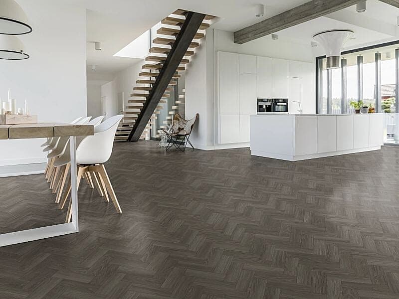 Shadow Grey Oak Herringbone Dryback LVT